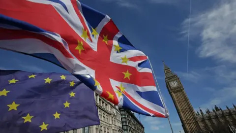 AFP/Getty UK and EU flags