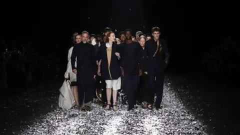 Andre Pain, EPA Models present creations from the Spring/Summer 2025 Menswear Collection of Belgian fashion Designer Dries Van Noten during Paris Fashion Week