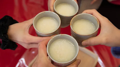 Kumikomini/Getty Images Amazake is a non-alcoholic, lightly fermented rice drink (Credit: Kumikomini/Getty Images)