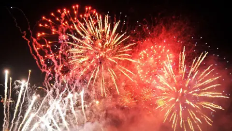 Red and white fireworks