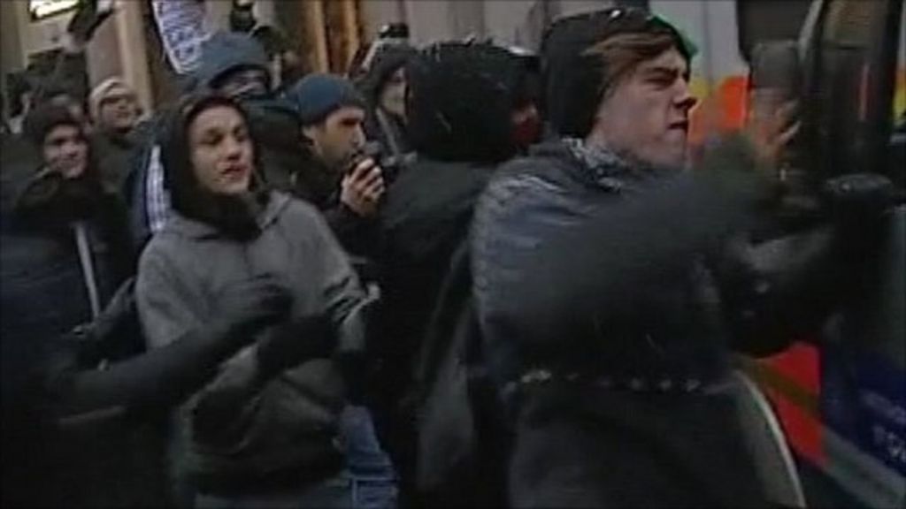 Students clash with police during tuition fee protests