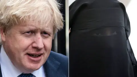 Getty Images Boris Johnson and woman in Burka