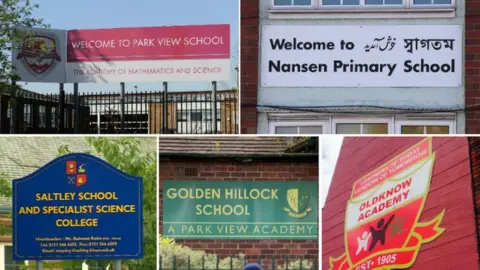 BBC/PA Signage outside five schools investigated over the original alleged so-called Trojan Horse plot