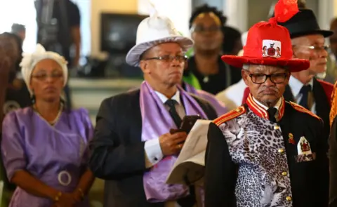 Reuters Members of Namibia's delegation at a service to return human remains in Berlin, Germany - Wednesday 29 August 2018