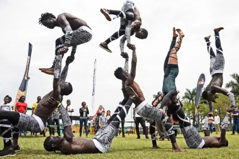 AFP Uganda acrobats performing in Kampala, Uganda - Saturday 25 August 2018