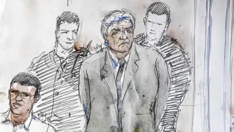 AFP/Getty A courtroom sketch made on September 17, 2018 in Aix-en-Provence, southern France shows Wojciech Janowski