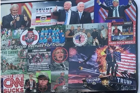 Reuters Posters in a window of the suspect's van