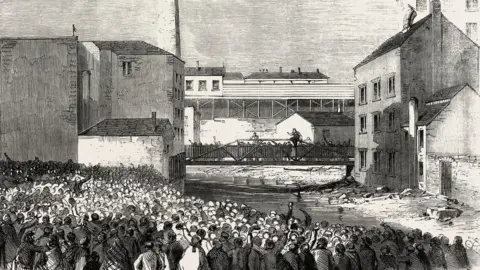 Getty Images image of Stalybridge strike of workers in Victorian era
