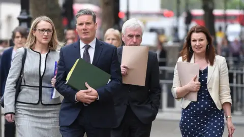 EPA Rebecca Long Bailey, Sir Keir Starmer, John Mc Donnell and Sue Hayman