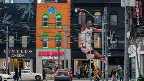 Reuters Sneaker store Overdose Toronto has a mural of Kawhi Leonard on its exterior facade