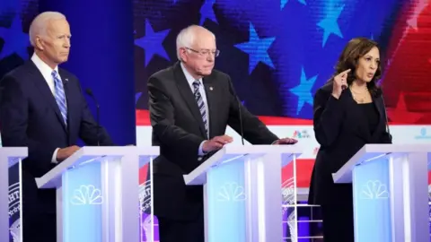 Getty Images (l-r) Joe Biden, Bernie Sanders and Kamala Harris