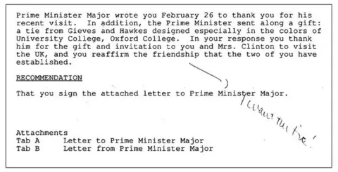 Clinton Library Letter from Clinton