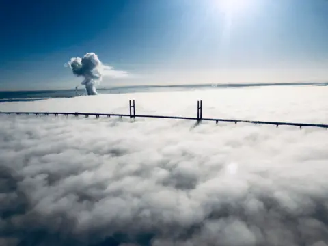 National Police Air Service via PA Media National Police Air Service picture of fog on Tuesday over the Prince of Wales Bridge - the second Severn crossing - which carries the M4 motorway between England and Wales.