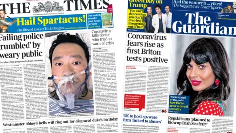 Times and Guardian front pages
