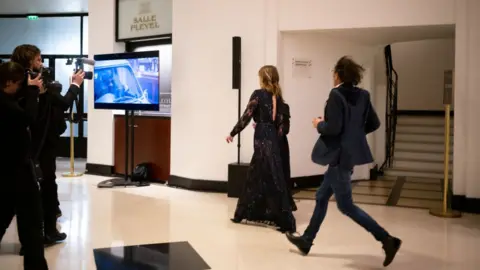 Getty Images Actress Adèle Haenel leaves the Salle Pleyel after the award for best director was given to Roman Polanski