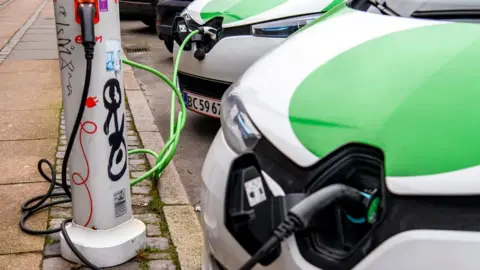 Getty Images Charging the electric car in Copenhagen, Denmark