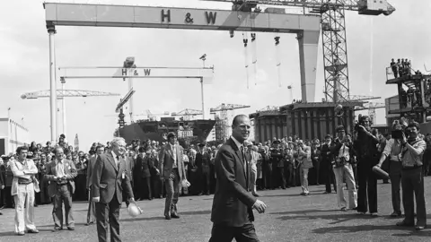 PAcemaker The Duke of Edinburgh on a visit to Harland and Wolff in July 1977