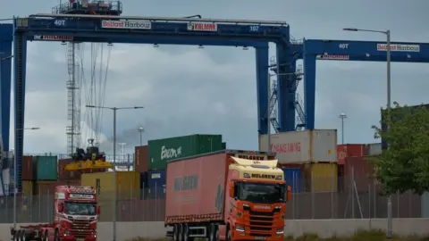 Getty Images Lorries at Belfast Harbour