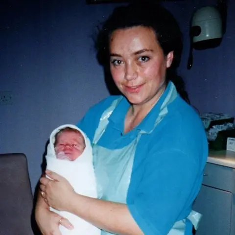 Chantelle Thornley Chantelle Thornley with a baby she delivered in 2000