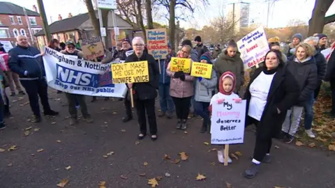BBC Midwife march in Nottingham