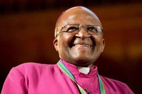 Getty Images Former archbishop Desmond Tutu at a ceremony receiving the 2013 Templeton Prize at the Guildhall in London, UK.