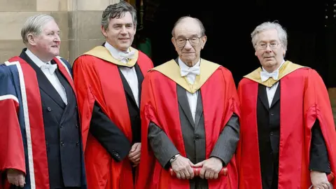 Getty Images Sir Angus Grossart, Gordon Brown, Alan Greenspan and Mervyn King