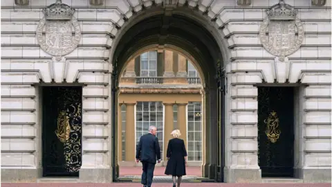 PA Media King Charles III enters Buckingham Palace for the first time as the new monarch, accompanied by the Queen Consort - Friday 9 September
