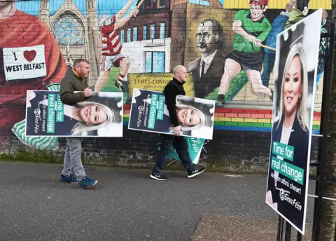 Getty Images Sinn Fein campaigning in West Belfast, April 2022