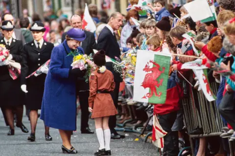 Getty Images Queen Elizabeth during a visit to Treherbert, south Wales on her birthday - April 1989