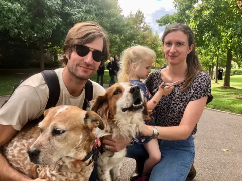 Thomas, Emilia and Rebecca Derrien (L-R)