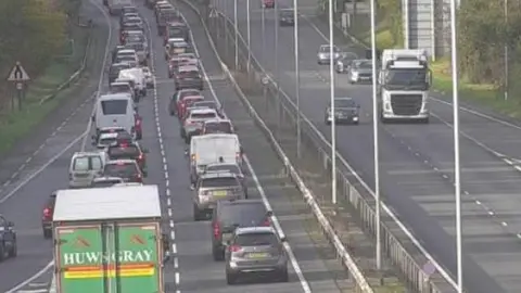 Traffic Wales Congestion at J9 of the A55