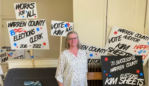 Mike Wendling/BBC Democrat Kim Sheets hopes to unseat David Whipple in the special election