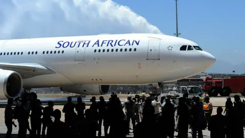 Getty Images South Africa Airways conduct a delivery ceremony for the arrival of the new Airbus A330-200, at Cape Town International Airport on February 8, 2011