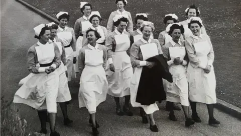 ABMU Old photo of nurses at Cefn Coed Hospital