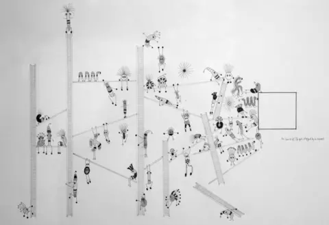 Sue Morgan Image of Sue Morgan's pen and ink drawing 'Square'