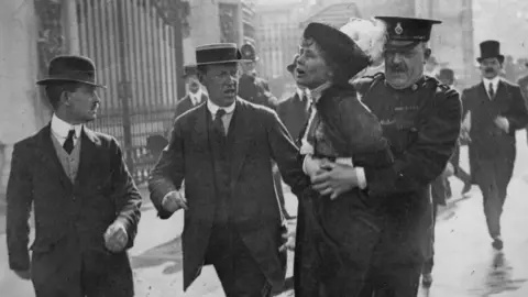 Jimmy Sime Emmeline Pankhurst arrested outside Buckingham Palace