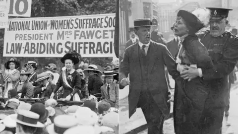 Getty Images Millicent Fawcett and Emmeline Pankhurst.