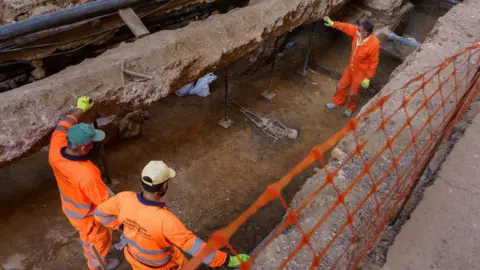 Getty Images/ CESAR MANSO The dig was carried out in Calle Constitución (Constitution Street) in 2020