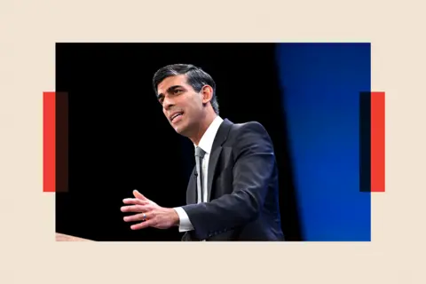 Getty Rishi Sunak delivers his speech during the final day of the Conservative Party Conference on 4 October 2023