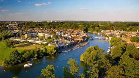 Getty Images View of the river Thames with Eton and Eton College on the left bank and Windsor on the right.