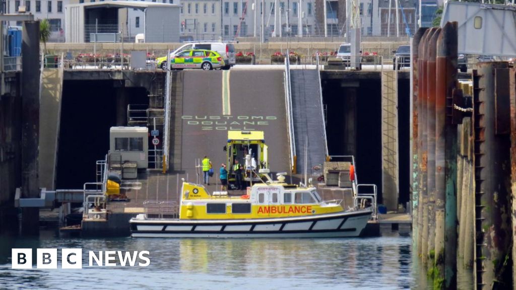 Guernsey ambulance and RNLI crews aid person injured in Herm