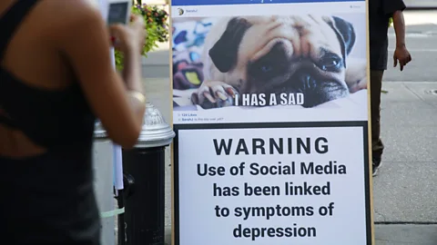 Talkpsace An ad campaign from Talkspace, which offers counseling online, to raise awareness of the impact of social media addiction (Credit: Talkpsace)