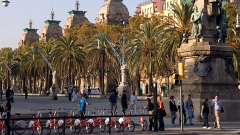 Jeremy Horner/Getty Images The density of Spanish cities contributes to people favouring walking or biking instead of driving (Credit: Jeremy Horner/Getty Images)