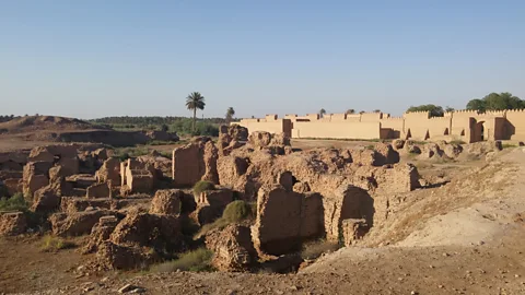 Paul Cooper Saddam built monumental new walls over and around the ruins of Babylon, ostensibly as an act of restoration – in reality, it was destructive to the site (Credit: Paul Cooper)