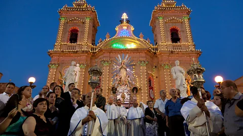 Victor Paul Borg/Alamy Each year, followers of respective patron saints attempt to outspend and outdo their neighbouring parish during Malta’s festa season (Credit: Victor Paul Borg/Alamy)
