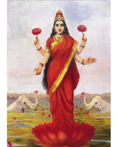 Raja Ravi Varma Heritage Foundation, Bangalore Raja Ravi Varma brought religious and mythological figures to life, such as his 1896 work, Goddess Lakshmi (Credit: Raja Ravi Varma Heritage Foundation, Bangalore)