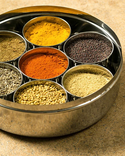 Ron Sumners/Alamy The Indian spice box includes turmeric, red chilli powder and ground coriander (Credit: Ron Sumners/Alamy)