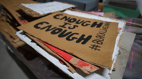 Richard Collett M-Shed is also home to placards and other artefacts from the protest that toppled Colston's statue (Credit: Richard Collett)