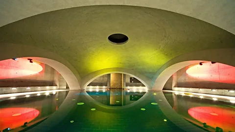 Image Professionals GmbH/Alamy Liquidrom features a futuristic saltwater floating pool where bathers often shed their clothes (Credit: Image Professionals GmbH/Alamy)