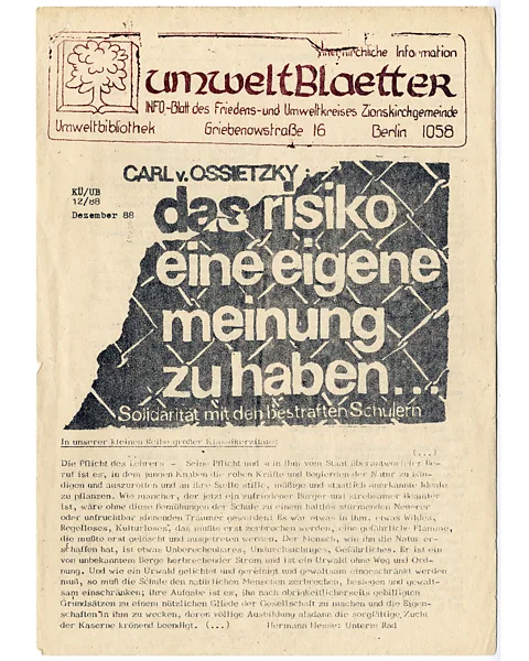 Robert-Havemann-Gesellschaft East Germany's "Umweltblätter" environmental magazine in 1988, with the headline "The risk of having one's own opinion" (Credit: Robert-Havemann-Gesellschaft)